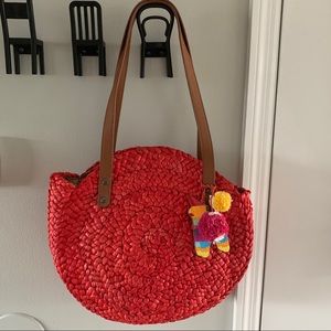 New Lucky brand cute straw tote with charms